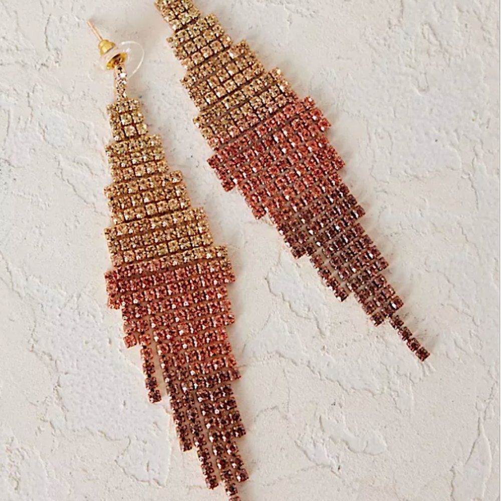 NEW~ Anthropologie Ombre Chainmail Chandelier Earrings